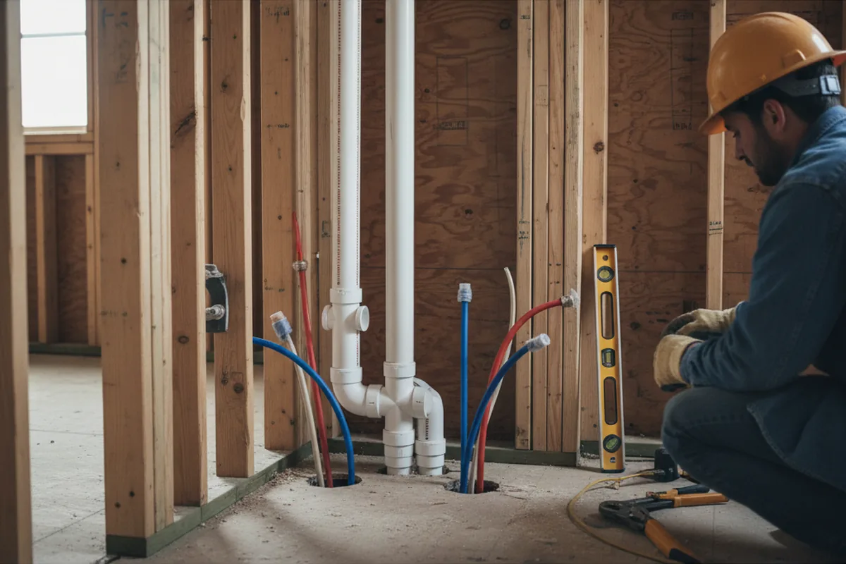 Drain and supply rough-in during Leak Detection in Dugway